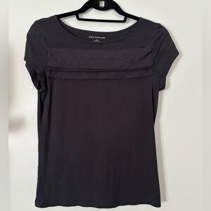 Ann Taylor Navy Blue Ruffle  Tee